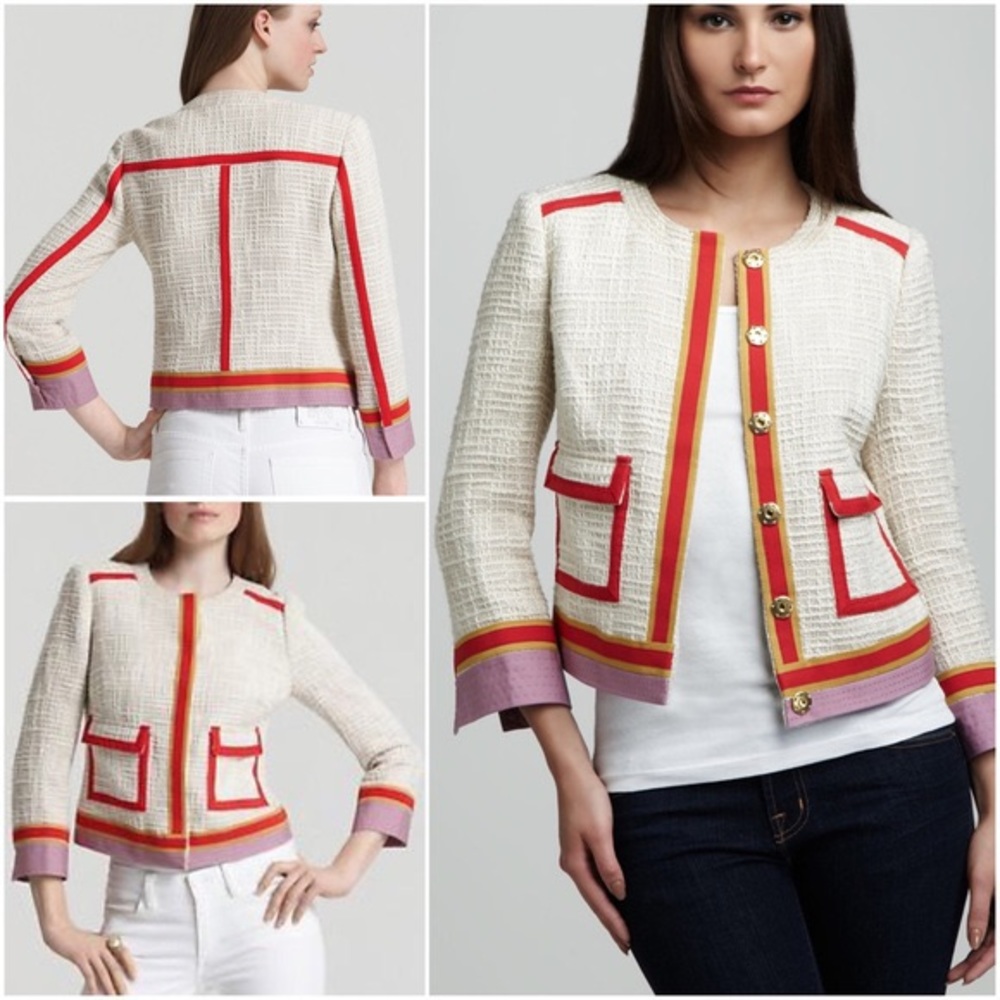 Tory Burch Chanel-Style Runway Tweed Piped Jacket - Picture 7 of 8